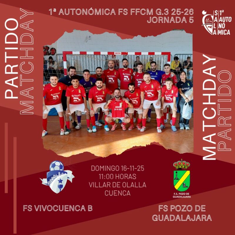 Image for the Tweet beginning: 5ª jornada 1ª autonómica FS