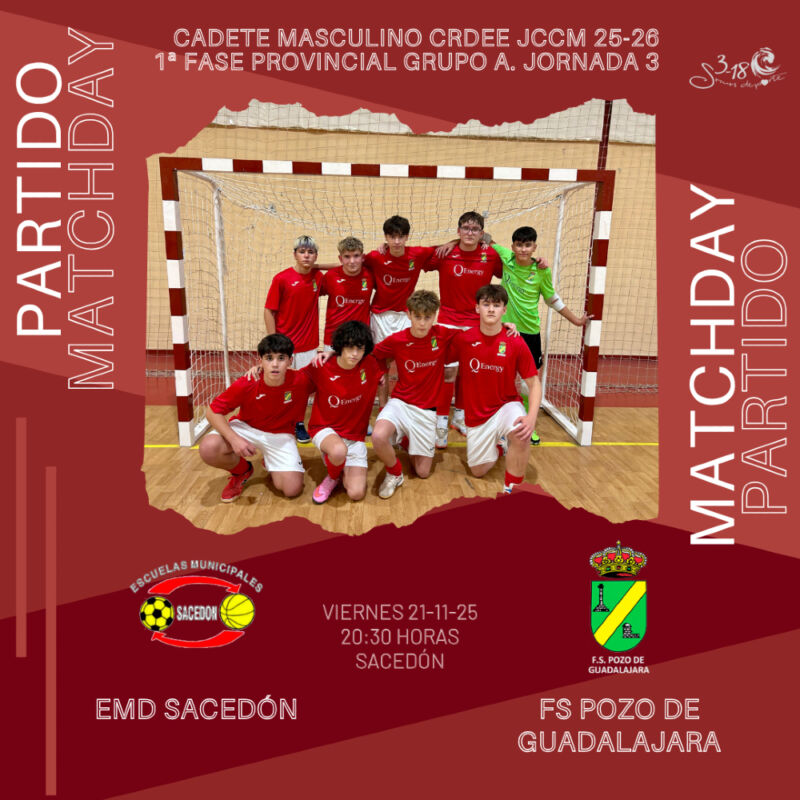 Image for the Tweet beginning: 3ª jornada. Cadete Masculino CRDEE