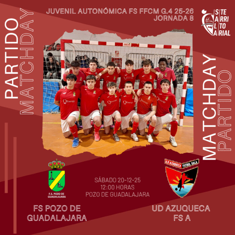 Image for the Tweet beginning: 8ª jornada Juvenil autonómica FS